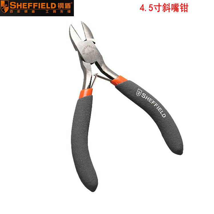 钢盾沾塑手柄4.5寸斜嘴钳S035003电子精密斜口钳
