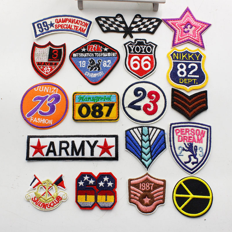 小码徽章布贴补丁贴 衣服裤子牛仔装饰修补贴花 带数字刺绣贴布