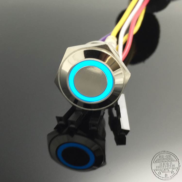 网吧电脑一体机启动16mm金属带灯按钮开关5V插电脑主板50cm延长线