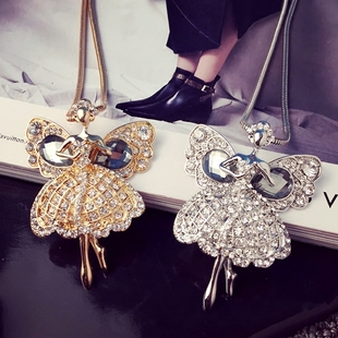 春款守护天使水晶韩国韩版挂件秋冬长款百搭配饰装饰毛衣链项链女