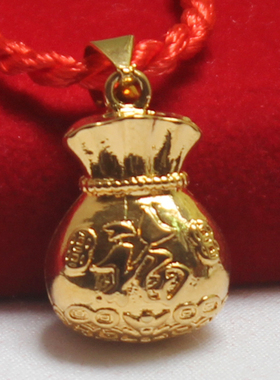 钱袋项链黄铜招财送礼不掉色吊坠