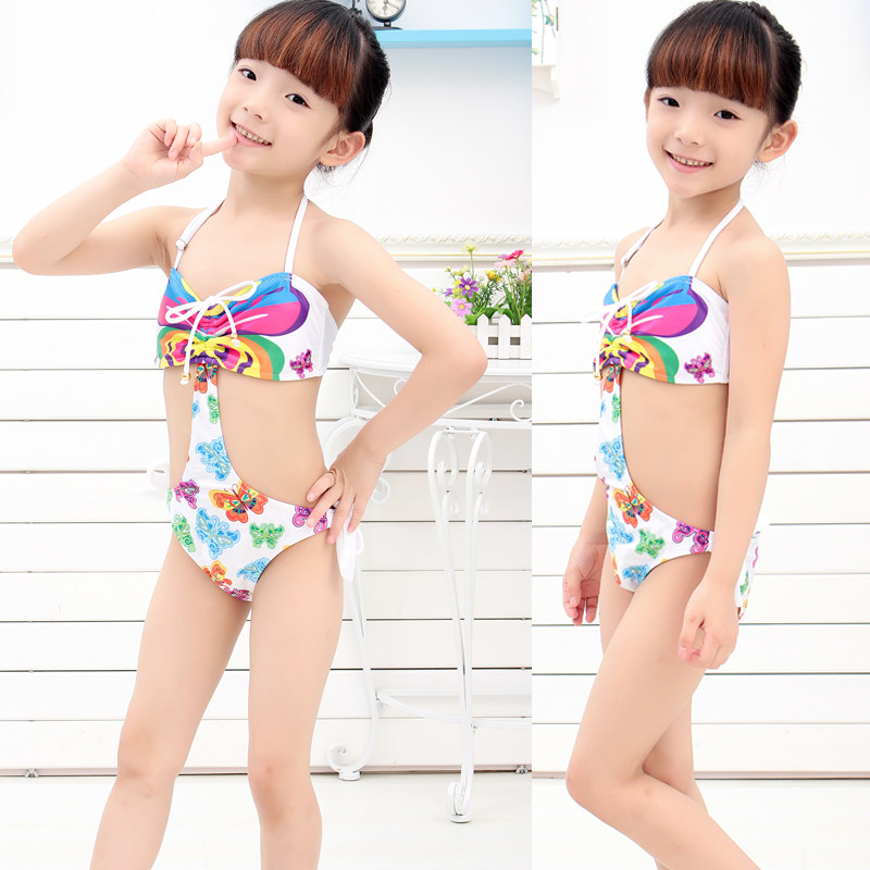 小清新儿童泳衣女孩连体韩国女童中大小童走秀可爱宝宝公主游泳衣