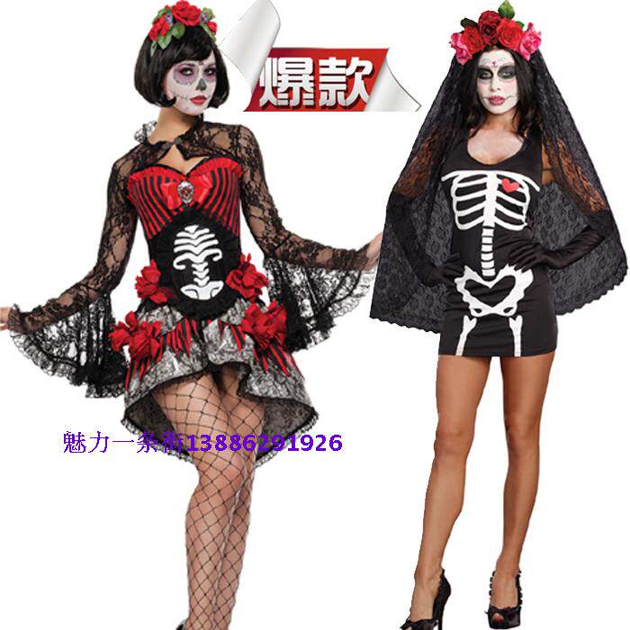 万圣节吸血鬼服装女 鬼娃鬼新娘干尸角色扮演制服舞蹈排骨鬼衣服