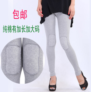 包邮 女 春秋开口笑拼贴全棉打底裤 加长补丁纯棉九分裤 有加大 薄