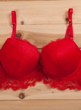 N370奢华蕾丝本命年内衣大罩杯红色文胸原单大码胸罩70-80DEFGH杯