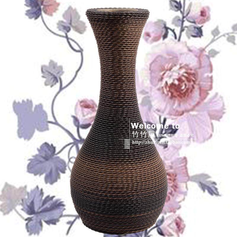 美仿真竹柳草藤编花瓶酒店家居插花瓶花器玄关禅意家里办公室摆件