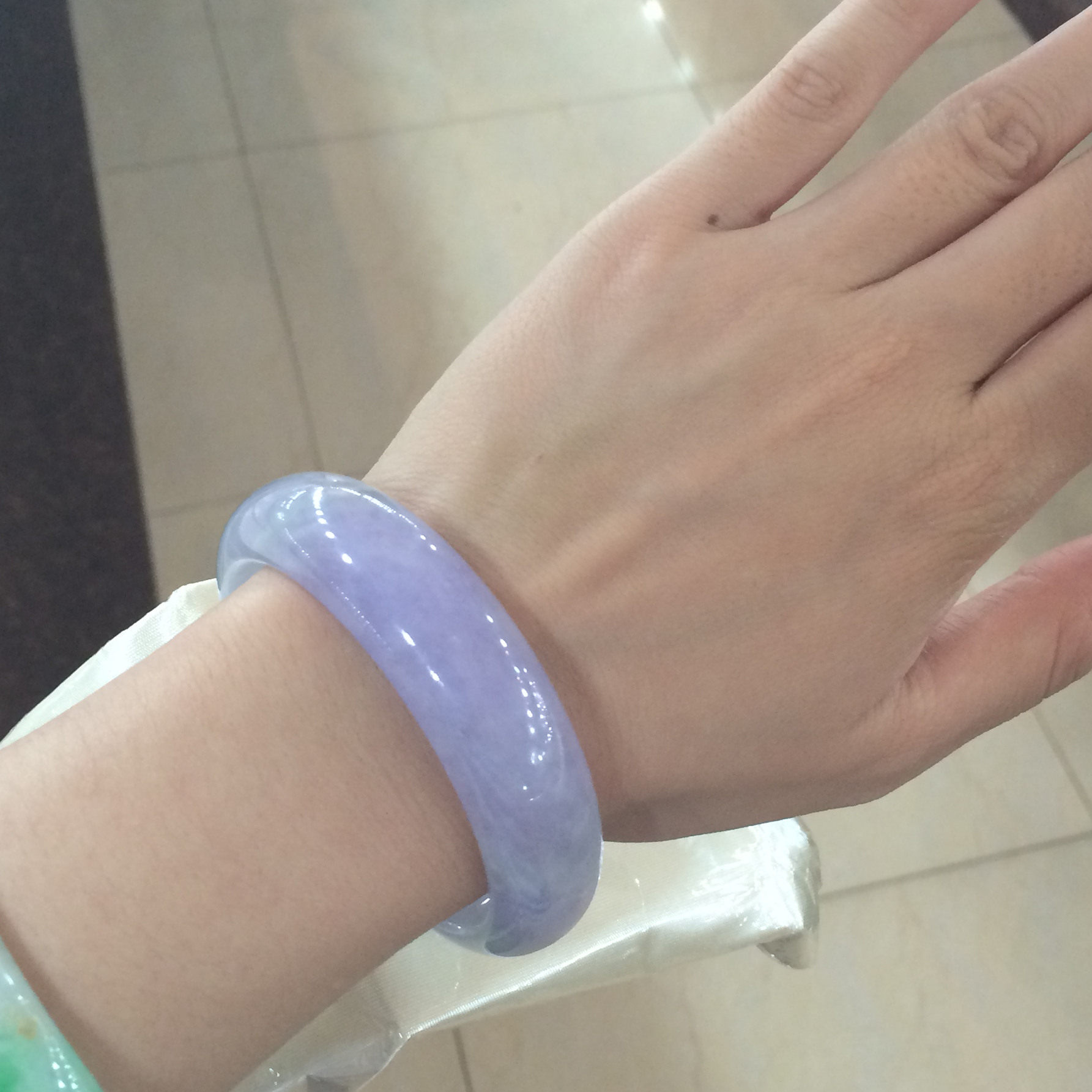 金翠宝翡翠 天然A货冰糯种紫罗兰翡翠手镯满紫色厚装玉镯女54-56