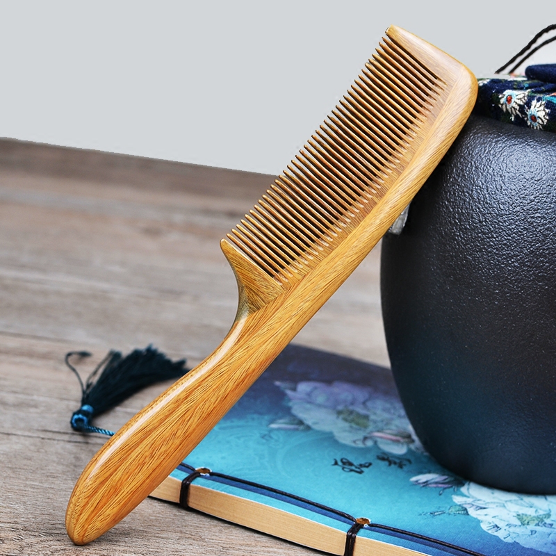 직모용 작은 가는 빗 녹색 백단향 빗 머리 마사지용 빗 가는 이가 있는  와 각인이 있는 귀여운 어린이용 빗