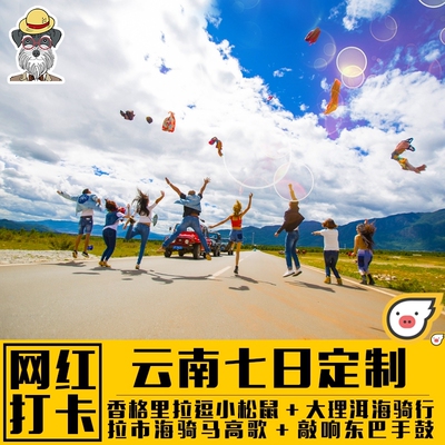 云南网红玩法7日游 玉龙雪山4680米大理洱海旅拍香格里拉逗松鼠