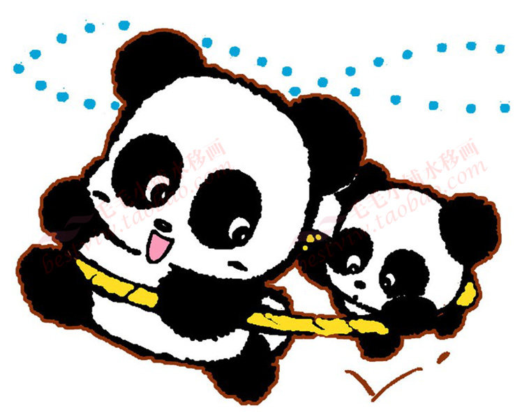 货号:60-63 熊猫宝贝水移画装饰贴厨房浴室瓷砖贴冰箱贴卡通贴纸