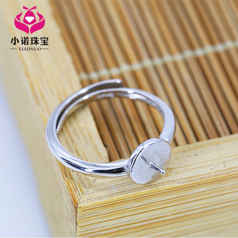 纯银万能随形蜜蜡宝石活口戒指托