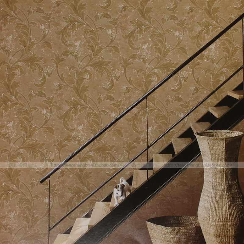 莨苕叶棱形ab复古客厅进口壁纸