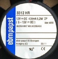 德国ebmpapst 3312HR DC12V 442MA 5.3W 92*92*32MM 高端设备风扇