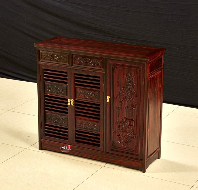 非洲中式三门客厅储藏实木柜特价