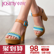 Zhuo Shini new summer sandal open toe high heel platform chunky heels national wind strap shoes 142238040