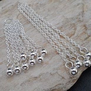 泰银 925纯银 曼谷 手工流苏球好运坠链装饰链配件3.7-6cm
