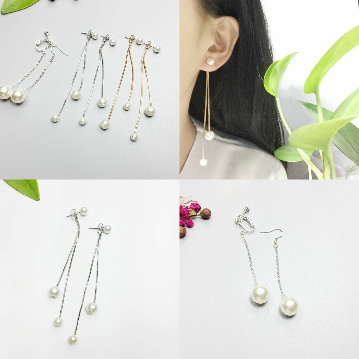 包邮超仙s925百搭风无耳洞珍珠