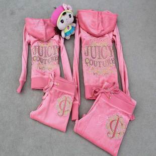 春秋新款Juicy 儿童天鹅绒运动套装女童休闲时尚亲子童装