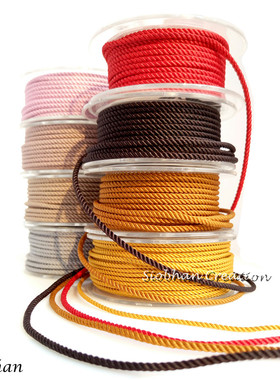 2mm进口米兰绳线8M手工DIY饰品3股麻绳项链吊坠挂脖项圈绳子DIRCO