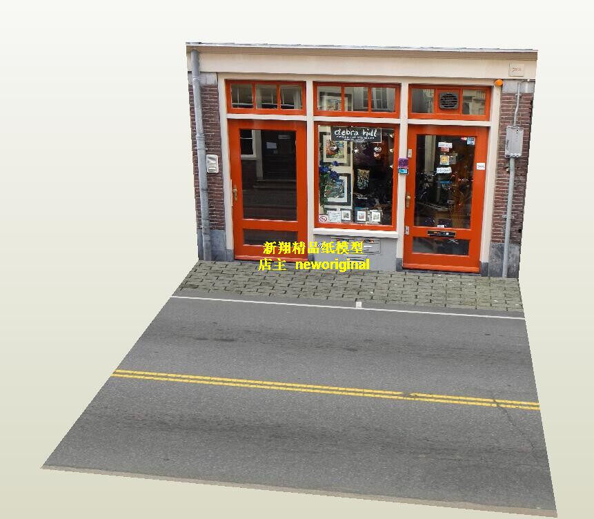 1比6 18 8 画廊 艺术品街道商店 商业街兵人娃娃车模汽车场景模型