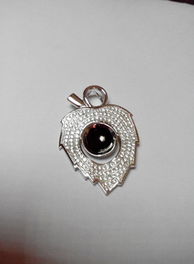 925银镀白金 镶水钻  枫叶造型  圆珠吊坠托 8-10