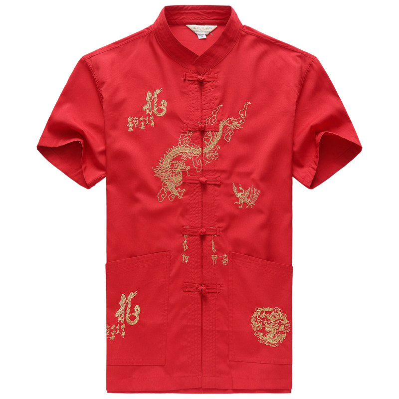 加肥大码风唐装盘扣男短袖衬衫6953P25,男装T恤,星座101C（原电商A011-3）