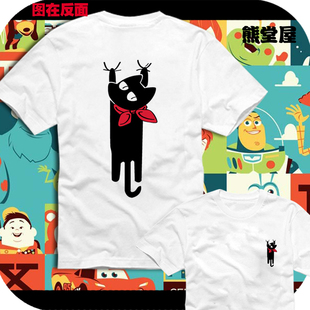 纯棉T恤短袖 衣服日常阪本先生NICHIJOU背后喵小黑猫咪