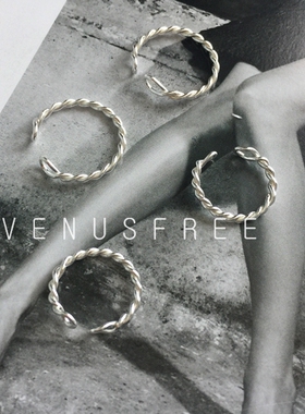 包邮 VF手工定制925纯银麻花戒指食指戒尾戒关节戒 可调节