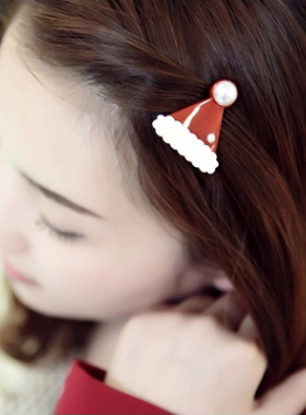 Angelrena正品 韩国进口饰品 圣诞帽子发夹边夹刘海鸭嘴夹F2