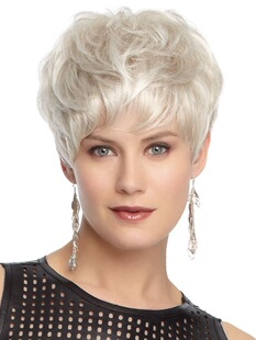 Synthetic wigs欧美热销女士时尚短卷发高温丝化纤发套银白色假发