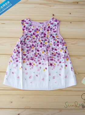 【三折】阳光鼠夏装 女童无袖背心裙 紫色碎花连衣裙送礼80/90码