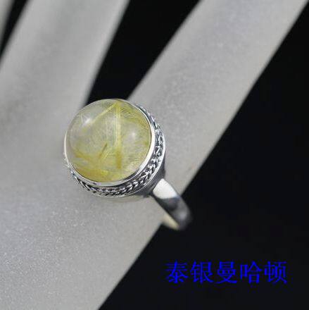 泰银 925纯银 手工 曼谷 正品原创设计天然发晶缘聚戒指17