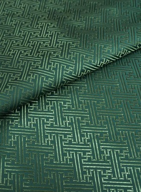 高档绿色中回纹城墙纹织锦缎云宋锦国风丝绸缎子布料面料唐装汉服