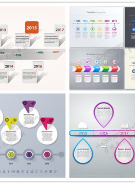 A2093矢量扁平化信息图时间线图案 AI设计素材