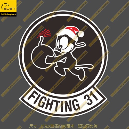 VF-31 FIGHTING 31 TOMCAT 圣诞猫徽章形个性潮贴汽车贴行李箱贴