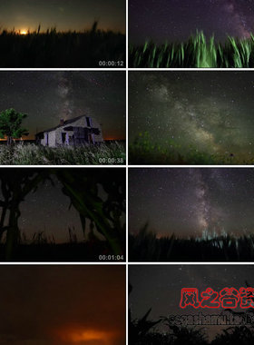 延时摄影 自然风光 壮观的风暴 银河星空麦田原野LED视频素材