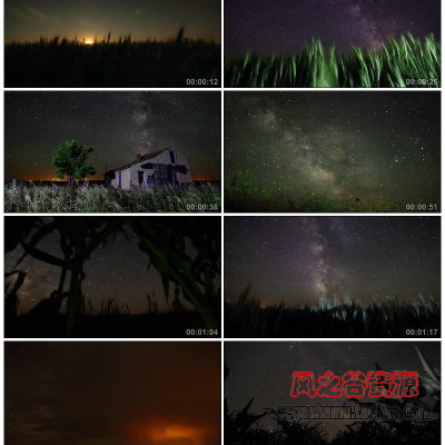 延时摄影 自然风光 壮观的风暴 银河星空麦田原野LED视频素材