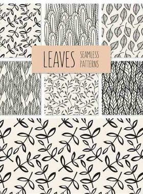 A1509矢量树叶图案简约线条稿四方连续纹样底纹模板 AI设计素材