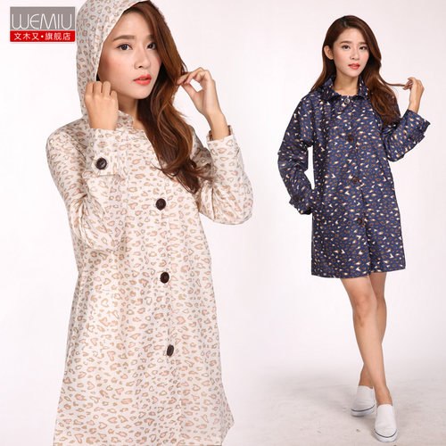 成人雨衣长款徒步豹纹轻薄防风