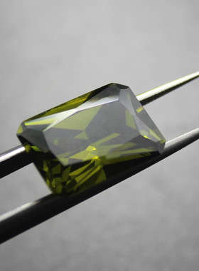 橄榄绿茶绿色瑞士钻捷克钻进口锆石长方形国际大师切割工甄选裸石