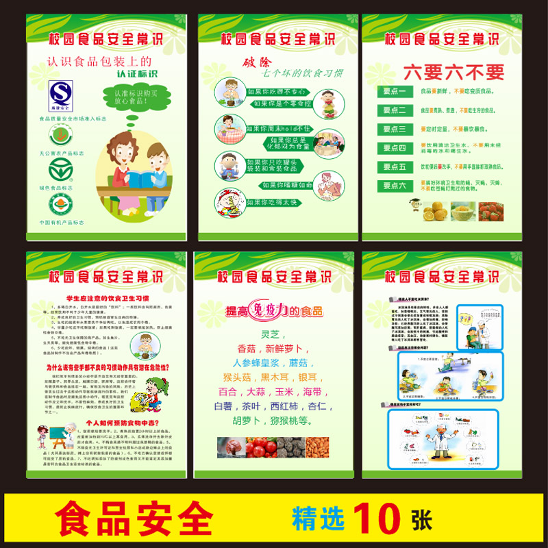 食品卫生安全科普挂图 校园食堂布置墙贴 食品安全知识宣传海报