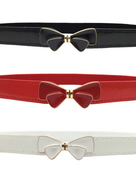 韩版时尚百搭女式松紧弹力窄腰封女士装饰连衣裙细黑色腰带新款潮