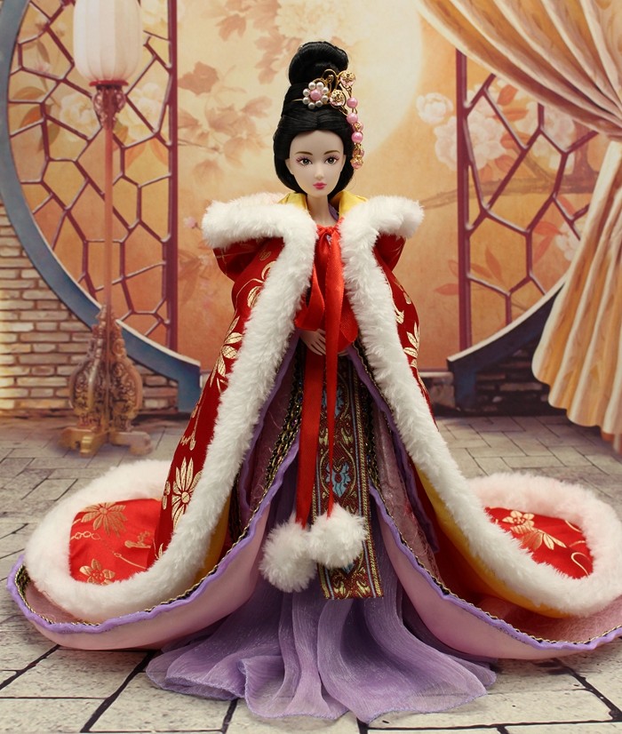 中国古装娃娃衣服换装服饰六分娃齐地拖尾斗篷 只是外面斗篷