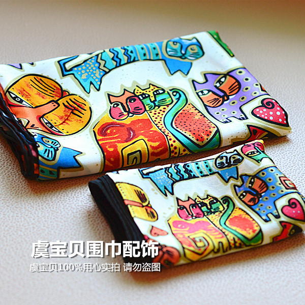 猫咪四季通用空调房披肩小丝巾