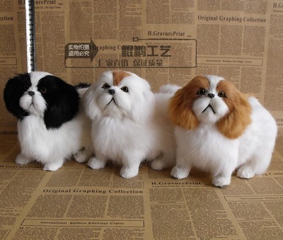 小京巴狗摆件兔皮毛工艺品