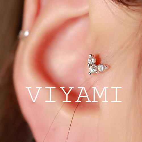 韩国可爱风银色桃心耳骨钉