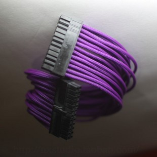 银欣模组线 24pin转24pin供电线 24p转24p延长线紫色蛇皮网