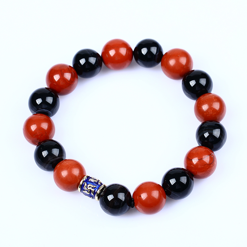 天然红蚕石红竹石手链石碑护身符