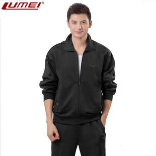 正品鲁美运动服套装男春秋长袖开衫大码休闲服中老年运动装篮球衣