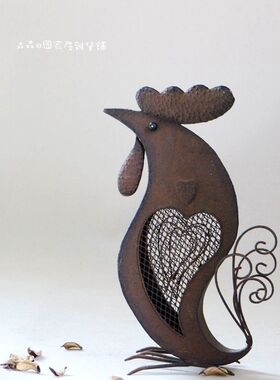 美式乡村风动物公鸡孤品园艺杂货